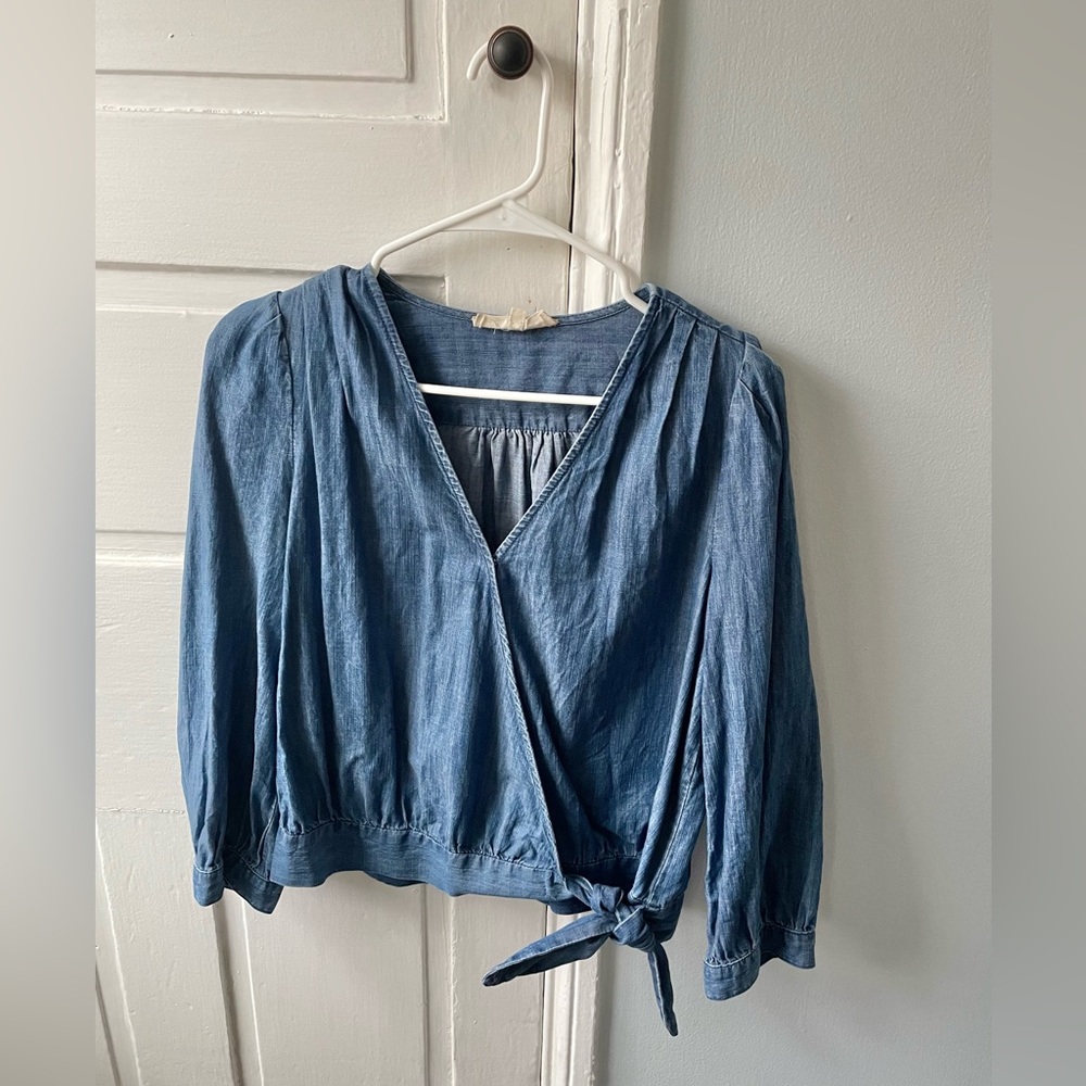 MADEWELL DENIM WRAP TOP